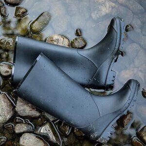 Women’s Knee High Rain Boots – Waterproof Tall Boots – Black (EU 37–42)